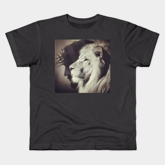 Jesus and Lion Kids T-Shirt by Rev-y'all-ations